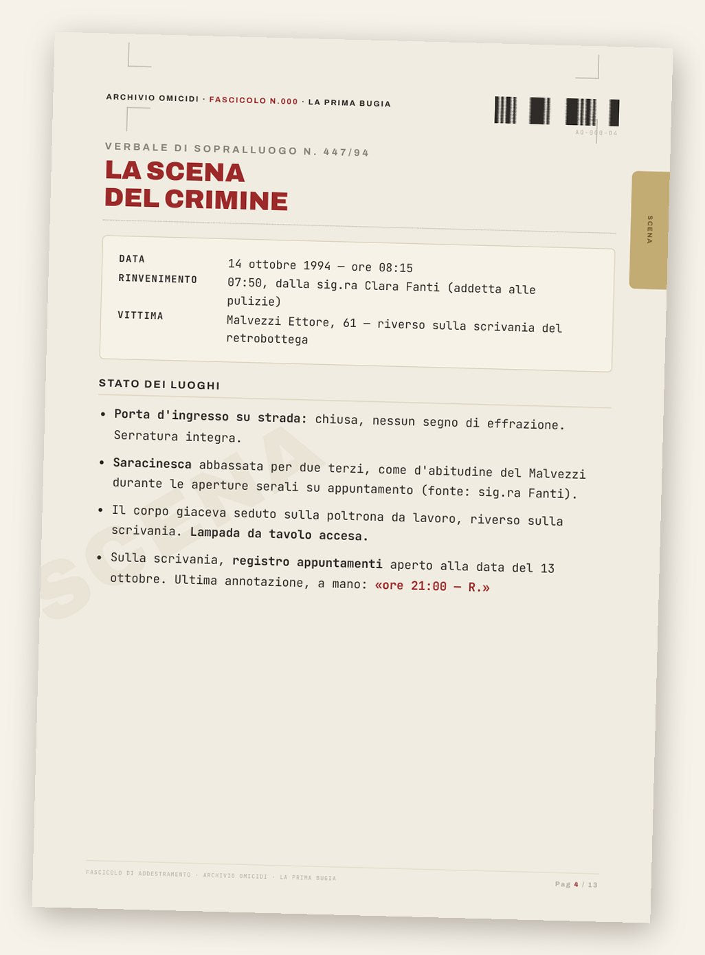 Il verbale di sopralluogo n. 447/94