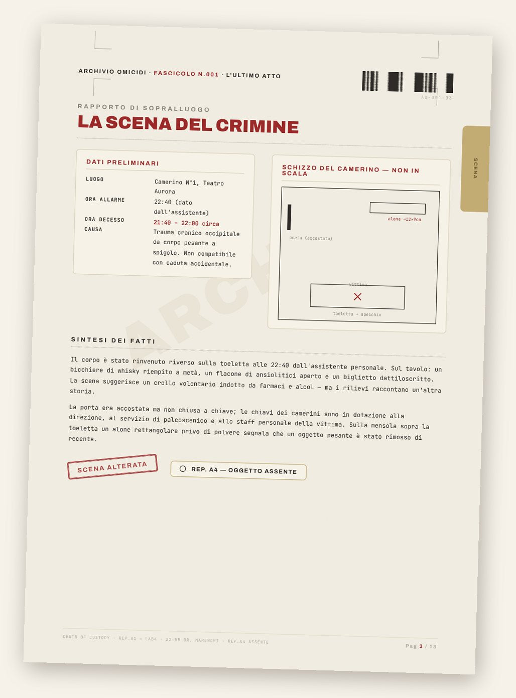 Rapporto di sopralluogo: la scena del crimine