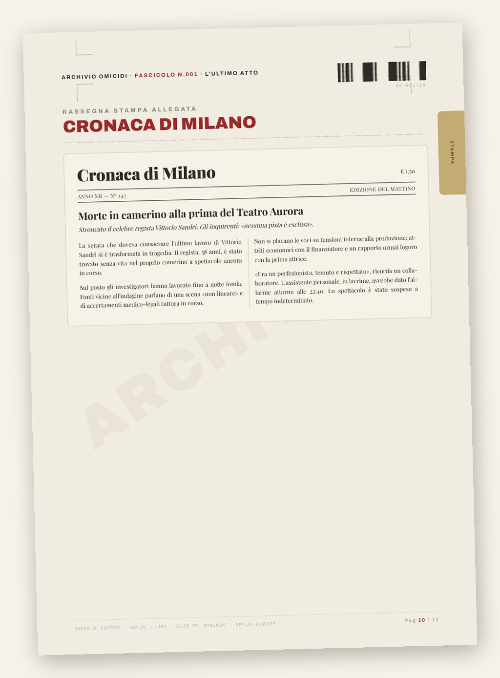 Rassegna stampa allegata al fascicolo